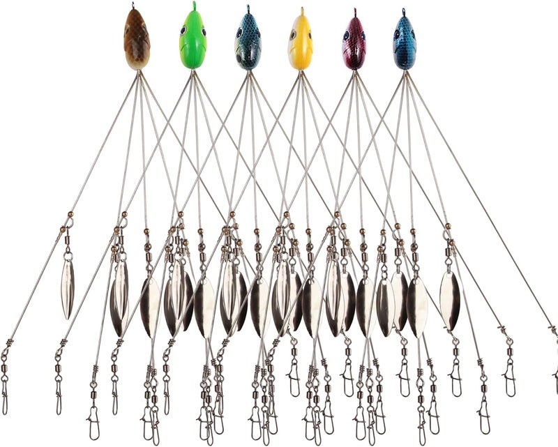 KULPORT Alabama Rig for Bass Fishing - 6PCS Umbrella A-Rig Lure with 4 Willow Leaf Blades, Freshwater/Saltwater Swimbait for Trout, Perch, Walleye - Image 1